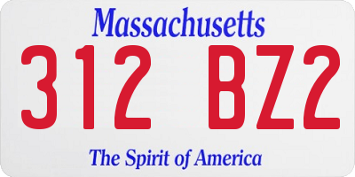 MA license plate 312BZ2