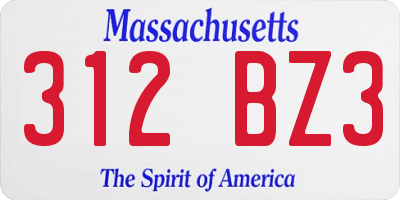 MA license plate 312BZ3
