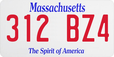 MA license plate 312BZ4