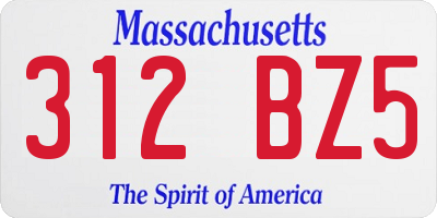 MA license plate 312BZ5