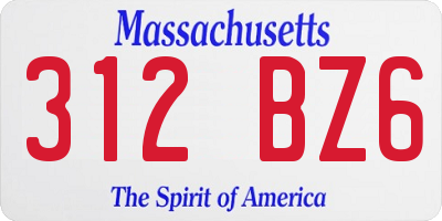 MA license plate 312BZ6