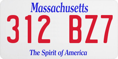 MA license plate 312BZ7