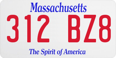 MA license plate 312BZ8