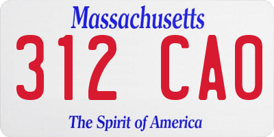 MA license plate 312CA0