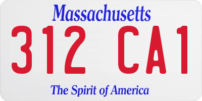 MA license plate 312CA1