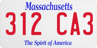 MA license plate 312CA3