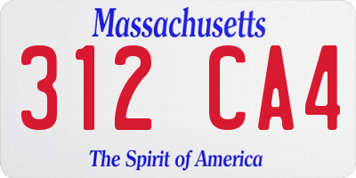 MA license plate 312CA4