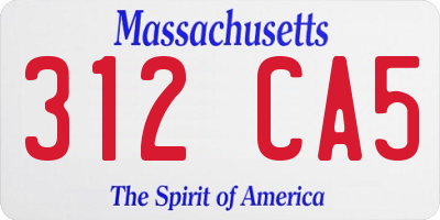 MA license plate 312CA5