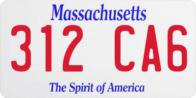 MA license plate 312CA6