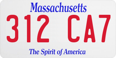 MA license plate 312CA7