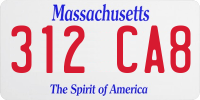 MA license plate 312CA8
