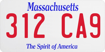 MA license plate 312CA9