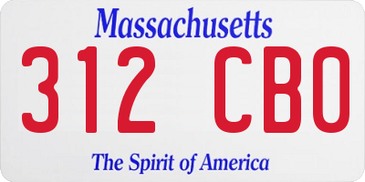MA license plate 312CB0