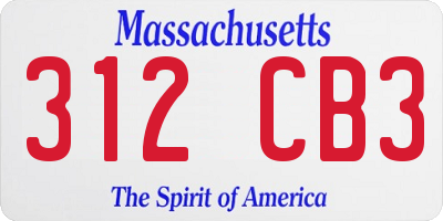 MA license plate 312CB3