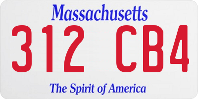 MA license plate 312CB4