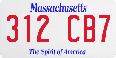 MA license plate 312CB7