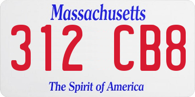 MA license plate 312CB8