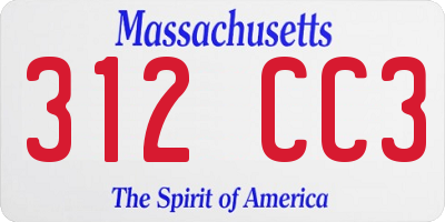 MA license plate 312CC3