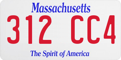 MA license plate 312CC4