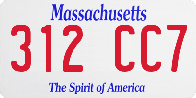 MA license plate 312CC7