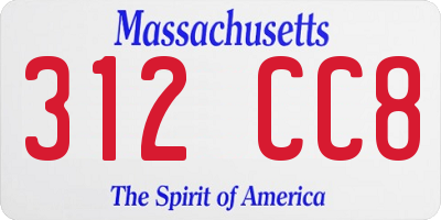 MA license plate 312CC8