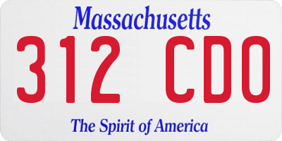 MA license plate 312CD0