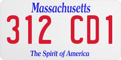 MA license plate 312CD1