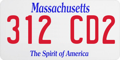 MA license plate 312CD2
