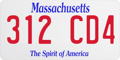 MA license plate 312CD4