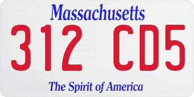 MA license plate 312CD5