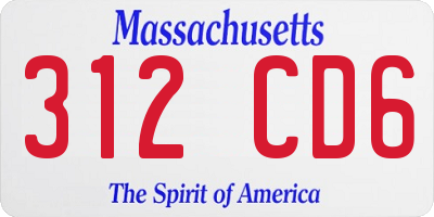 MA license plate 312CD6