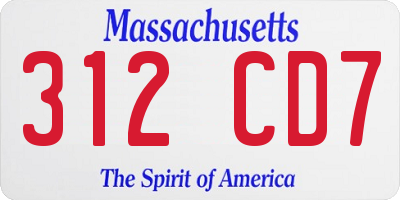 MA license plate 312CD7