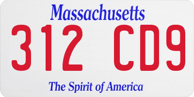 MA license plate 312CD9