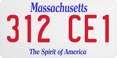 MA license plate 312CE1