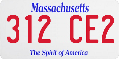 MA license plate 312CE2