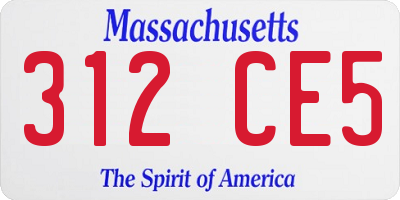 MA license plate 312CE5