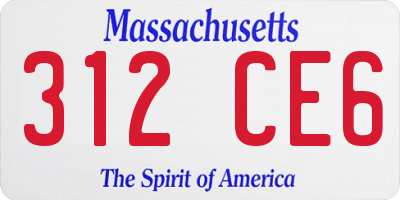 MA license plate 312CE6
