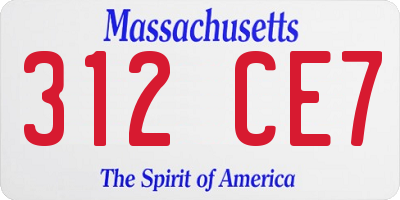 MA license plate 312CE7