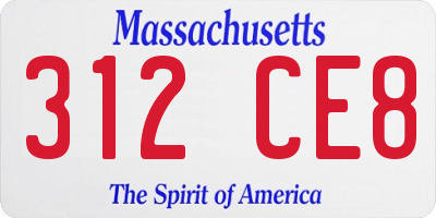 MA license plate 312CE8