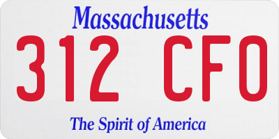 MA license plate 312CF0