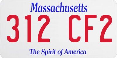 MA license plate 312CF2