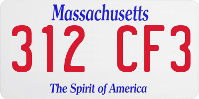 MA license plate 312CF3