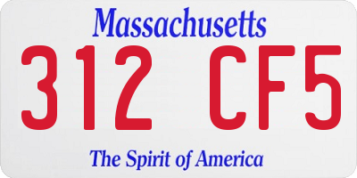 MA license plate 312CF5