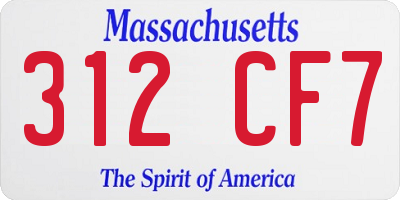 MA license plate 312CF7