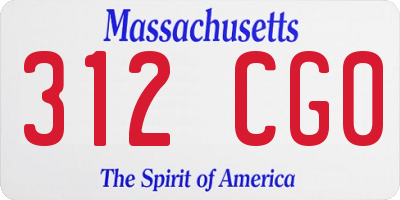 MA license plate 312CG0