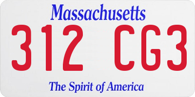 MA license plate 312CG3