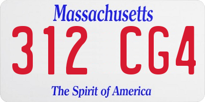 MA license plate 312CG4