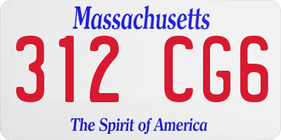MA license plate 312CG6