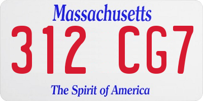 MA license plate 312CG7
