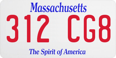 MA license plate 312CG8